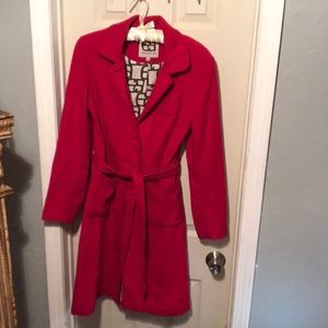Red cashmere trench coat
